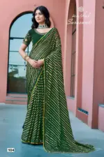Kashvi Saraswati Dull Moss Brasso with Work Saree Collection - Image 4
