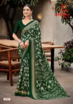 Kashvi Shabnam Vol 21 Dull Moss Foil Printed Fancy Saree Collection - Image 3