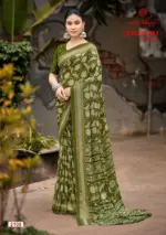 Kashvi Shabnam Vol 21 Dull Moss Foil Printed Fancy Saree Collection - Image 4