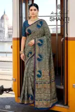 Kashvi Shanti Vol 9 Bright Moss Foil Printed Fancy Saree Collection - Image 3