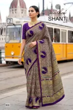 Kashvi Shanti Vol 9 Bright Moss Foil Printed Fancy Saree Collection - Image 6