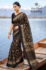 Kashvi Shivika Vol 1 Black Moss Foil Print Casual Wear Saree Collection - Image 9