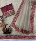 Kc 2083 Soft Twil Net Sequance Designer Saree - Image 3