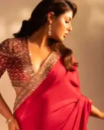 Kc 2084 Red Color Sequins Festival Special Saree - Image 2