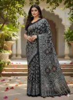 Kc 2087 Soft Crepe Silk Mirror Worked Beautiful Saree Collection - Image 5