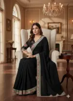 Kc 2093 Space Silk Multi Thread Sequence Embroidery Designer Saree Collection - Image 3