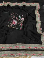 Kc 2093 Space Silk Multi Thread Sequence Embroidery Designer Saree Collection - Image 4