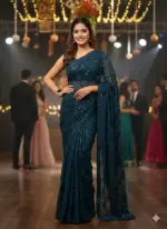 Kc 742 Georgette Sequence Designer Party Wear Saree - Image 4