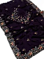 Kc 900 Satin Chiffon Sequence Blooming Saree - Image 3