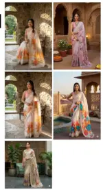 Kc 909 Satin Georgette with Hand Print Designer Saree - Image 6