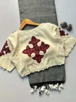 Khadi Vol 5 Cotton Saree with Apllic Blouse Design Collection - Image 10