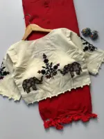 Khadi Vol 5 Cotton Saree with Apllic Blouse Design Collection - Image 11