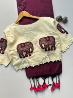 Khadi Vol 5 Cotton Saree with Apllic Blouse Design Collection - Image 12