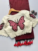 Khadi Vol 5 Cotton Saree with Apllic Blouse Design Collection - Image 13