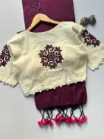 Khadi Vol 5 Cotton Saree with Apllic Blouse Design Collection - Image 15