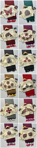 Khadi Vol 5 Cotton Saree with Apllic Blouse Design Collection - Image 16