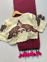 Khadi Vol 5 Cotton Saree with Apllic Blouse Design Collection - Image 2