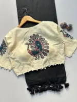 Khadi Vol 5 Cotton Saree with Apllic Blouse Design Collection - Image 3