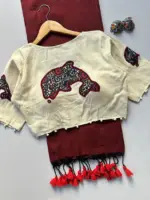 Khadi Vol 5 Cotton Saree with Apllic Blouse Design Collection - Image 7