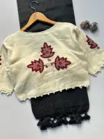 Khadi Vol 5 Cotton Saree with Apllic Blouse Design Collection - Image 8