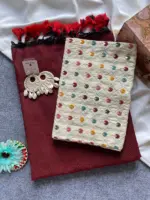 Khadi Vol 6 Cotton Saree with Blouse Embroidery Work Collection - Image 3