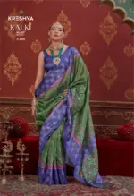 Kreshva Kalki Silk Ikkat Design with Hand Marmo Finish Saree Collection