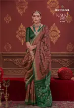Kreshva Kalki Silk Ikkat Design with Hand Marmo Finish Saree Collection - Image 11