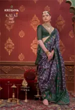 Kreshva Kalki Silk Ikkat Design with Hand Marmo Finish Saree Collection - Image 2