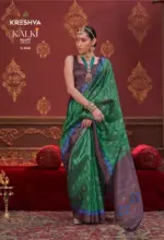 Kreshva Kalki Silk Ikkat Design with Hand Marmo Finish Saree Collection - Image 3