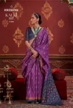 Kreshva Kalki Silk Ikkat Design with Hand Marmo Finish Saree Collection - Image 7