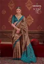 Kreshva Kalki Silk Ikkat Design with Hand Marmo Finish Saree Collection - Image 9