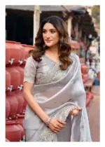 Lt Jimmy Vol 6 Cloud with Fancy Embroidery Work Saree Collection - Image 12