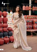 Lt Jimmy Vol 6 Cloud with Fancy Embroidery Work Saree Collection - Image 2