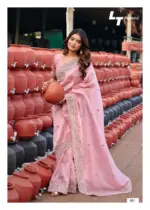 Lt Jimmy Vol 6 Cloud with Fancy Embroidery Work Saree Collection - Image 3
