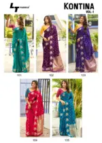 Lt Kontina Satin Silk with Embroidery Work Fancy Saree Collection - Image 12