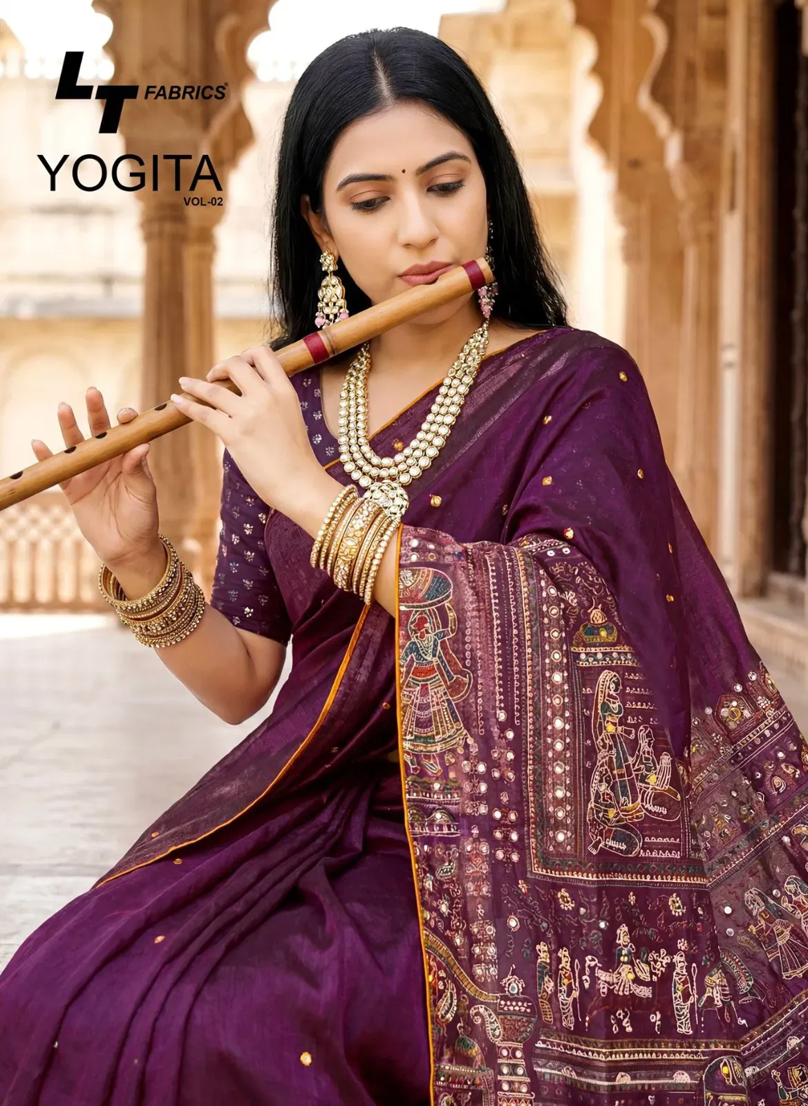 Lt Yogita Vol 2 Fandy Satin with Foil Print Festival Wear Saree Collection Lt Yogita Vol 2 Fandy Satin with Foil Print Festival Wear Saree Collection - Image 1