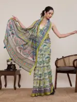 Maahi 216 Linen Printed with Zari Lace Saree Collection