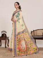 Maahi 216 Linen Printed with Zari Lace Saree Collection - Image 2