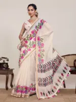 Maahi 216 Linen Printed with Zari Lace Saree Collection - Image 5