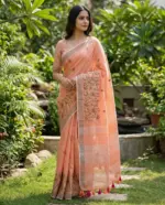 Mahek 211 Linen Cotton Festival Wear Embroidery Saree Collection - Image 2