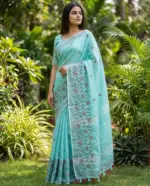 Mahek 211 Linen Cotton Festival Wear Embroidery Saree Collection - Image 7