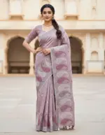 Mahek 214 Linen Cotton Embroidery Stylish Saree Collection - Image 5