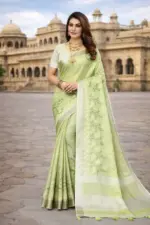 Mahek 217 Linen Cotton Embroidery Worked Fancy Saree Collection - Image 6