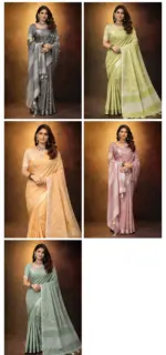 Mahek 219 Linen Cotton Embroidery Worked Fancy Saree Collection - Image 5