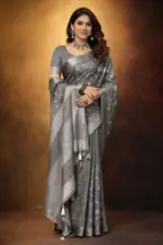 Mahek 219 Linen Cotton Embroidery Worked Fancy Saree Collection - Image 7