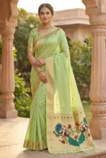 Mb 1101 Organza Silk Woven Butti Motifs Saree Collection - Image 3
