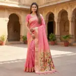 Mb 1111 Organza Silk Woven Butti Motifs Paithani Saree Collection - Image 3