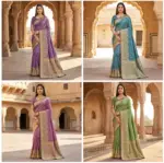 Mb 12 Satin Golden Butta Motifs Festival Saree Collection - Image 2