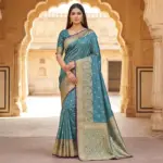 Mb 12 Satin Golden Butta Motifs Festival Saree Collection - Image 4