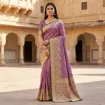 Mb 12 Satin Golden Butta Motifs Festival Saree Collection - Image 5